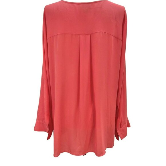 Lane Bryant Womens Coral Long Sleeve Tunic Blouse Size 26/28 Lightweight Top - Picture 6 of 8